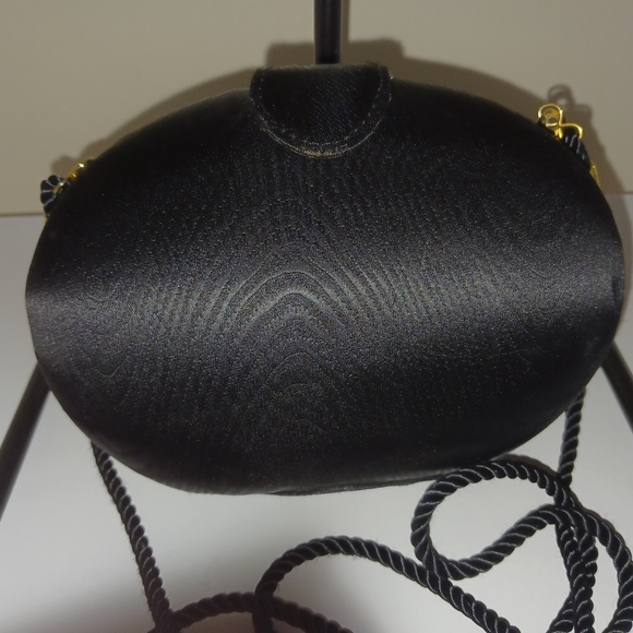 Whiting & Davis Black Satin Crossbody and/or Clutch - Picture 4 of 13